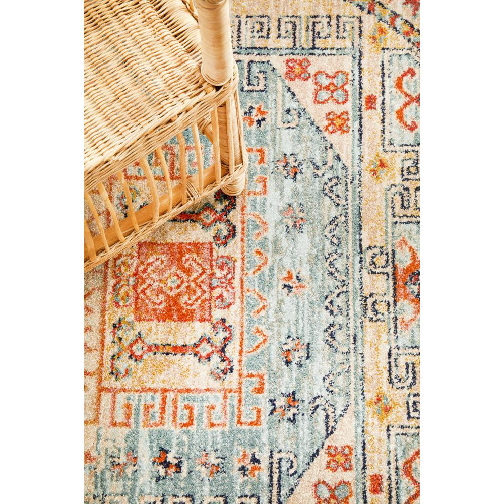 Tivoli 2782 Sky Blue Sand Multi Colour Transitional Round Rug - Rugs Of Beauty - 5