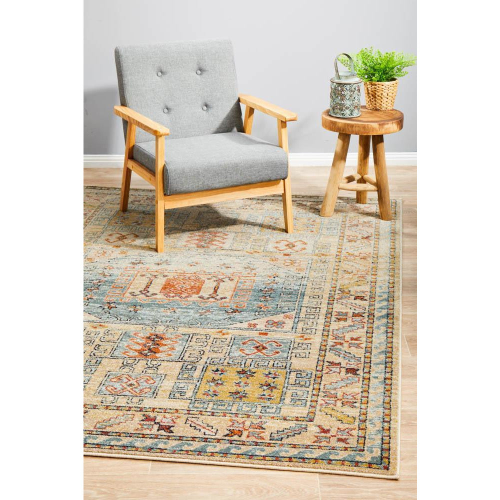 Tivoli 2782 Sky Blue Sand Multi Colour Transitional Rug - Rugs Of Beauty - 4