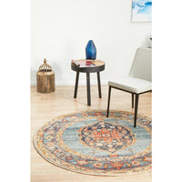 Tivoli 2785 Blue Rust Multi Colour Transitional Round Rug - Rugs Of Beauty - 2