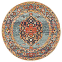 Tivoli 2785 Blue Rust Multi Colour Transitional Round Rug - Rugs Of Beauty - 1