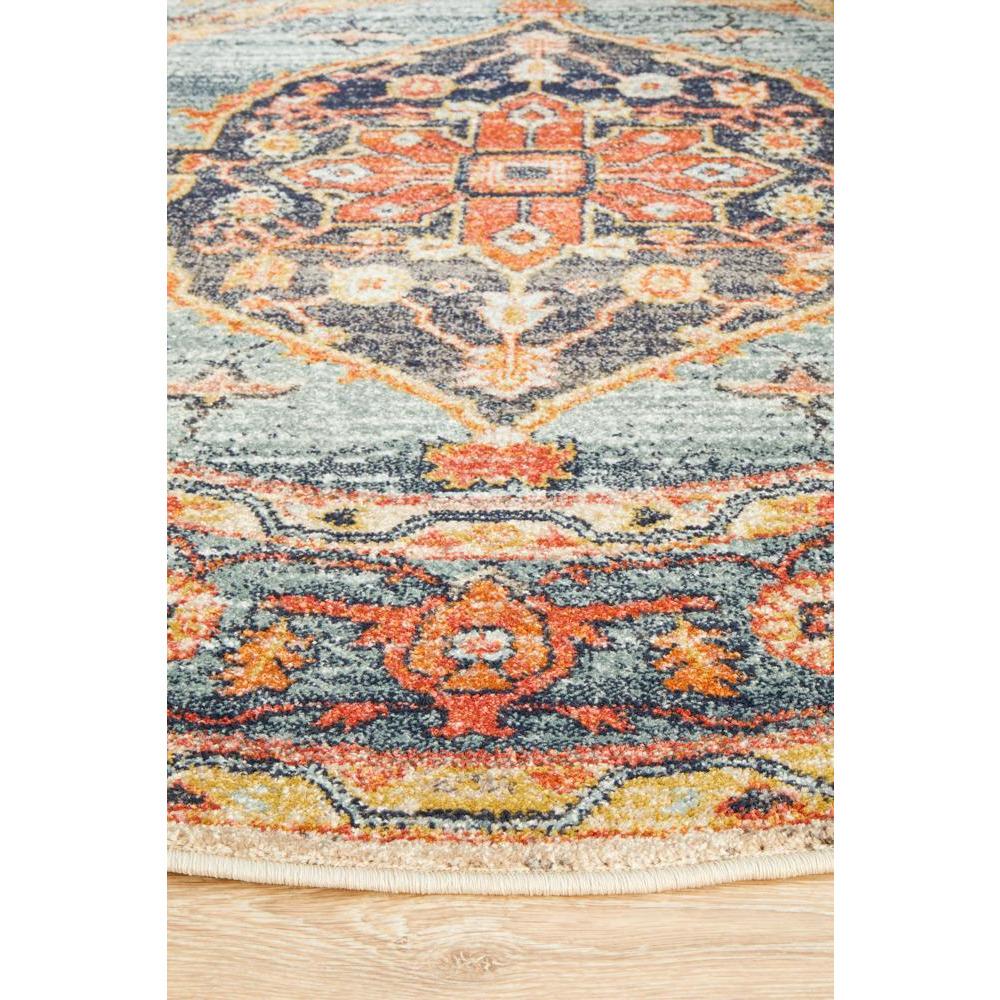 Tivoli 2785 Blue Rust Multi Colour Transitional Round Rug - Rugs Of Beauty - 8