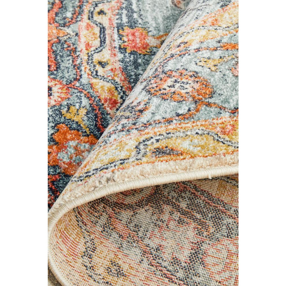 Tivoli 2785 Blue Rust Multi Colour Transitional Round Rug - Rugs Of Beauty - 9