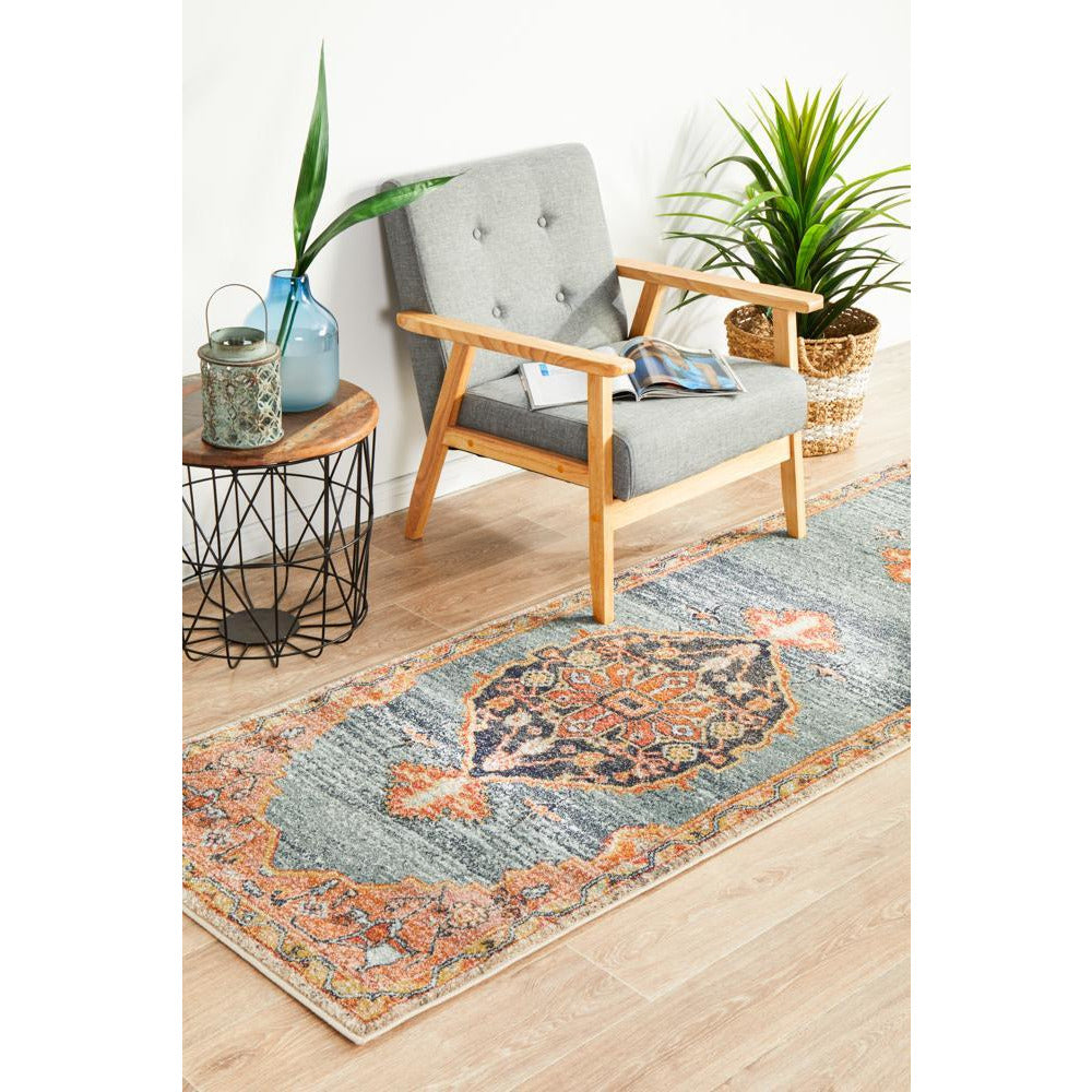 Tivoli 2785 Blue Rust Multi Colour Transitional Runner Rug - Rugs Of Beauty - 3