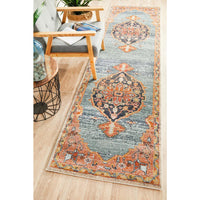 Tivoli 2785 Blue Rust Multi Colour Transitional Runner Rug - Rugs Of Beauty - 2