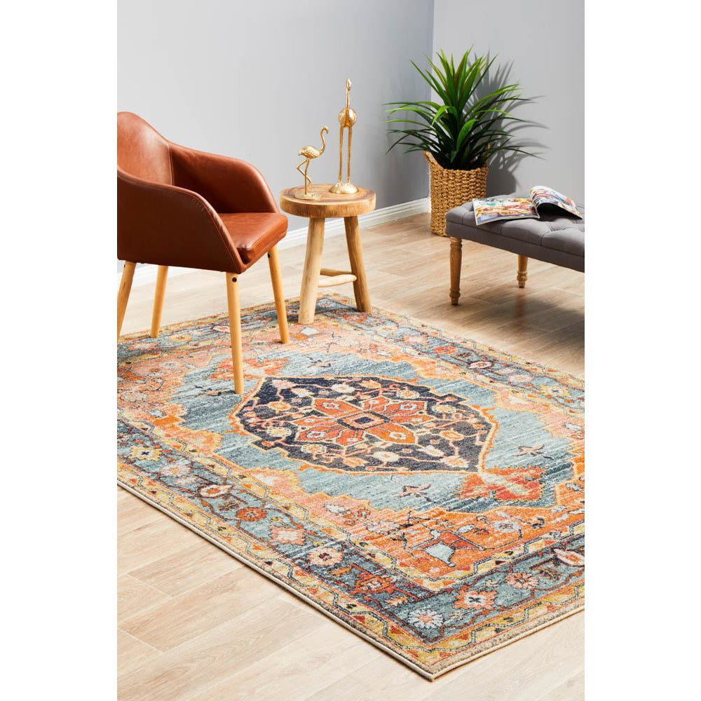 Tivoli 2785 Blue Rust Multi Colour Transitional Rug - Rugs Of Beauty - 3