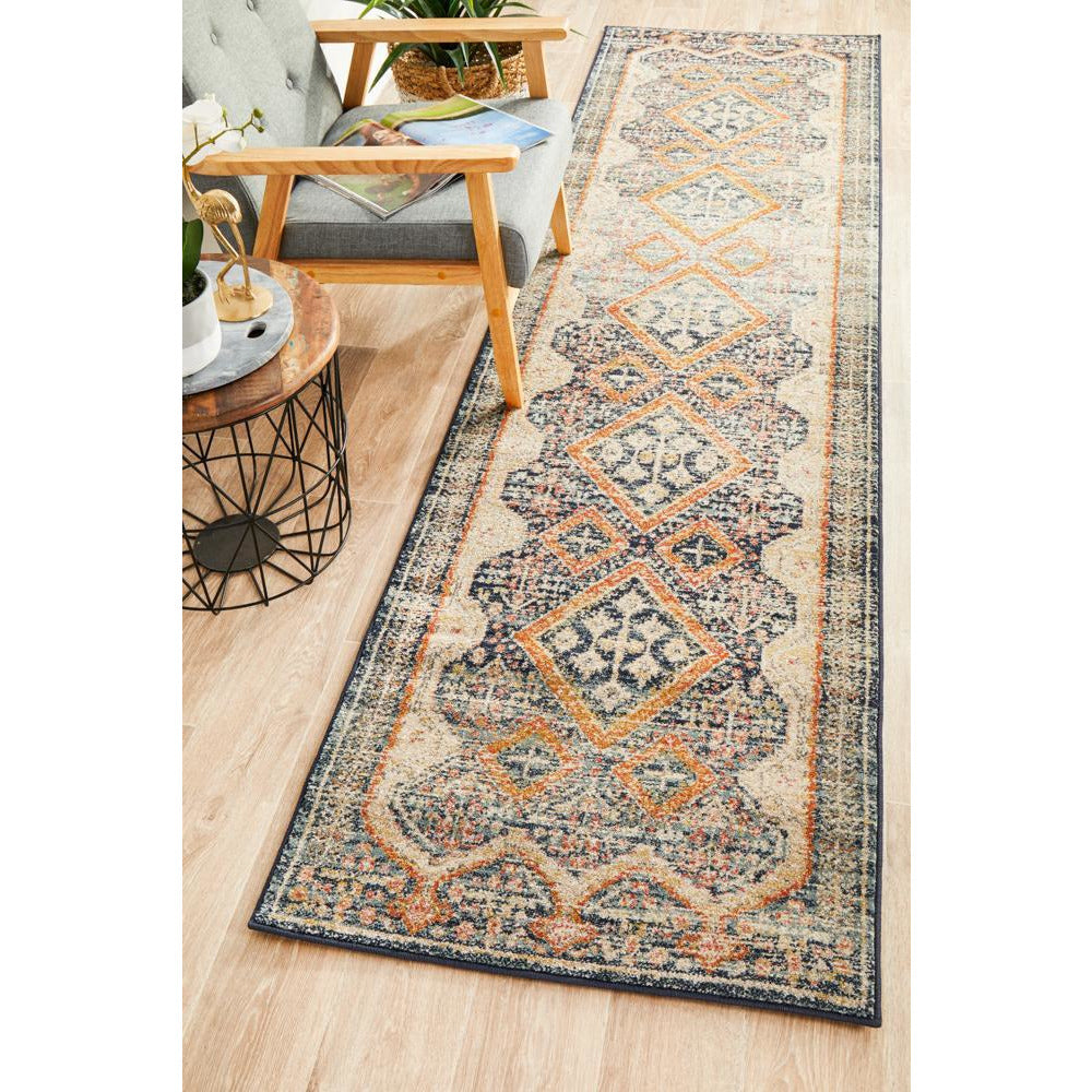 Tivoli 2786 Navy Blue Multi Colour Transitional Runner Rug - Rugs Of Beauty - 2