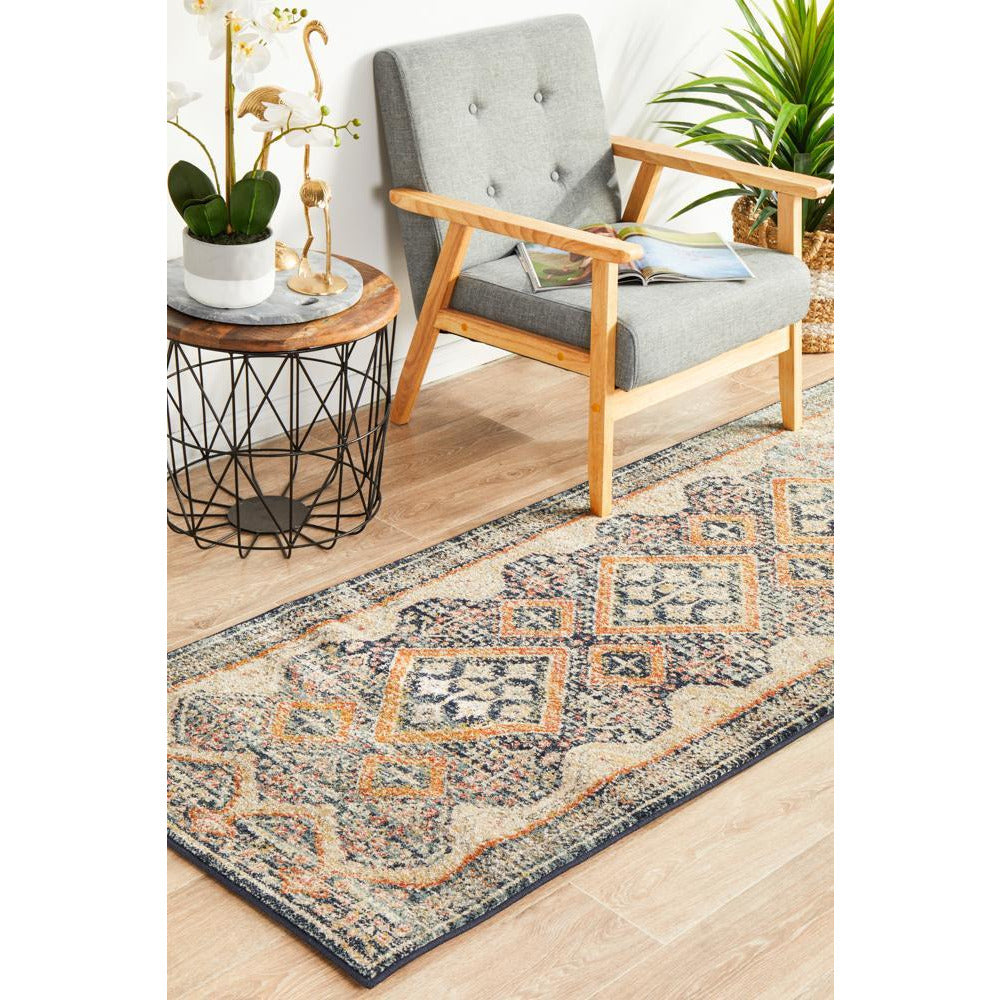 Tivoli 2786 Navy Blue Multi Colour Transitional Runner Rug - Rugs Of Beauty - 3