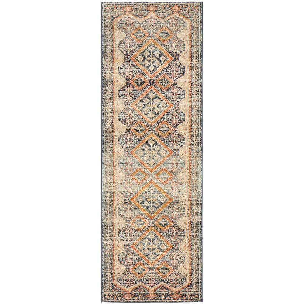 Tivoli 2786 Navy Blue Multi Colour Transitional Runner Rug - Rugs Of Beauty - 1
