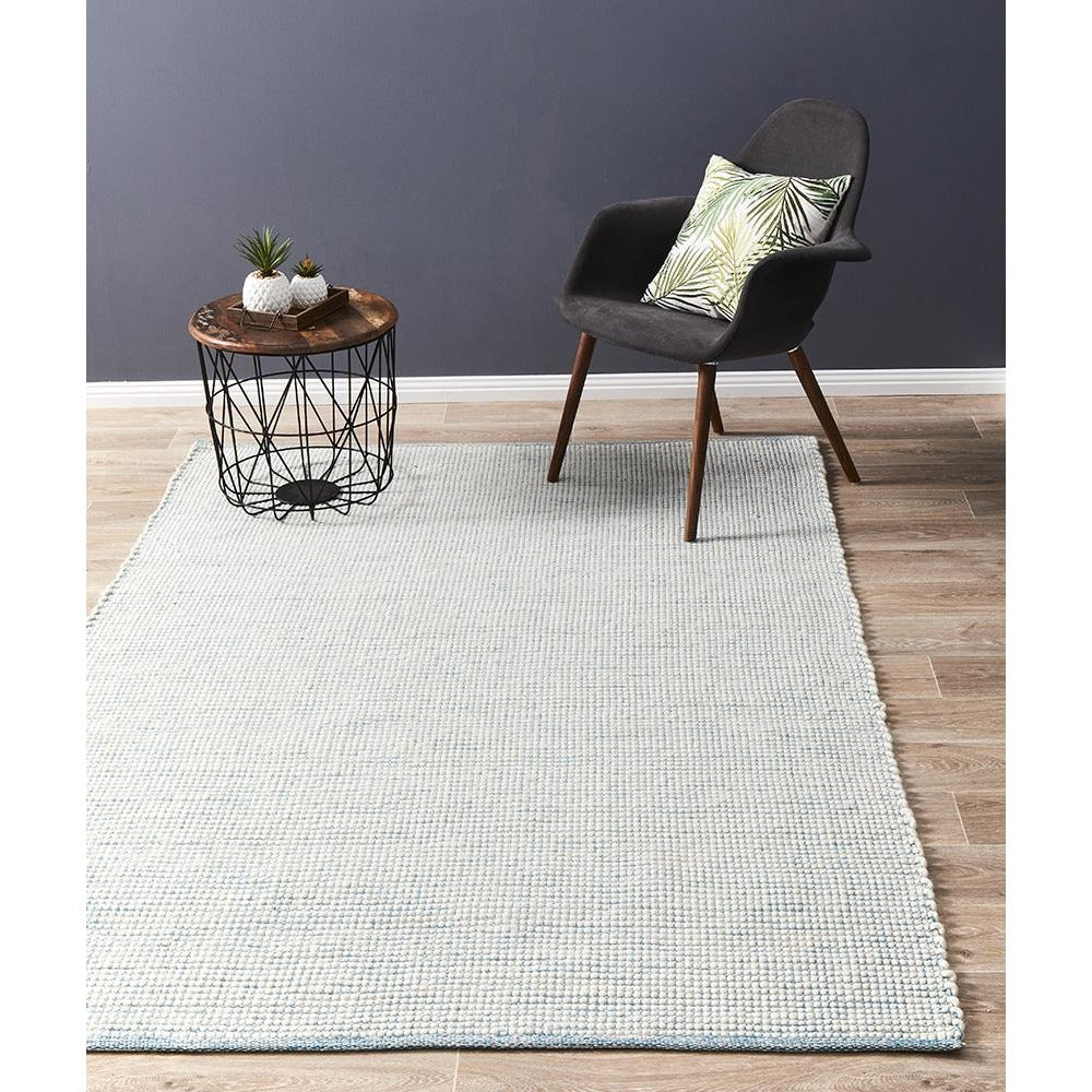 Seljord Turquoise Blue Modern Scandi Wool Rug - Rugs Of Beauty - 7