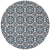 Flekke 242 Printed Blue Hand Woven Flatweave Modern Cotton Round Rug - Rug Of Beauty - 1