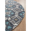 Flekke 242 Printed Blue Hand Woven Flatweave Modern Cotton Round Rug - Rug Of Beauty - 4