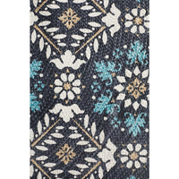 Flekke 242 Printed Blue Hand Woven Flatweave Modern Cotton Round Rug - Rug Of Beauty - 5
