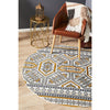 Flekke 243 Printed Gold Grey White Hand Woven Flatweave Modern Cotton Round Rug - Rugs Of Beauty - 2