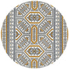 Flekke 243 Printed Gold Grey White Hand Woven Flatweave Modern Cotton Round Rug - Rugs Of Beauty - 1