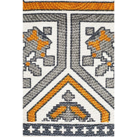 Flekke 243 Printed Gold Grey White Hand Woven Flatweave Modern Cotton Round Rug - Rugs Of Beauty - 5