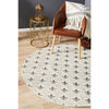 Flekke 244 Printed Silver Grey Cream Hand Woven Flatweave Modern Cotton Round Rug - Rugs Of Beauty - 2