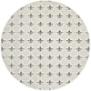 Flekke 244 Printed Silver Grey Cream Hand Woven Flatweave Modern Cotton Round Rug - Rugs Of Beauty - 1