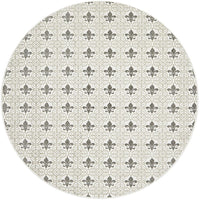 Flekke 244 Printed Silver Grey Cream Hand Woven Flatweave Modern Cotton Round Rug - Rugs Of Beauty - 1