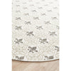 Flekke 244 Printed Silver Grey Cream Hand Woven Flatweave Modern Cotton Round Rug - Rugs Of Beauty - 3