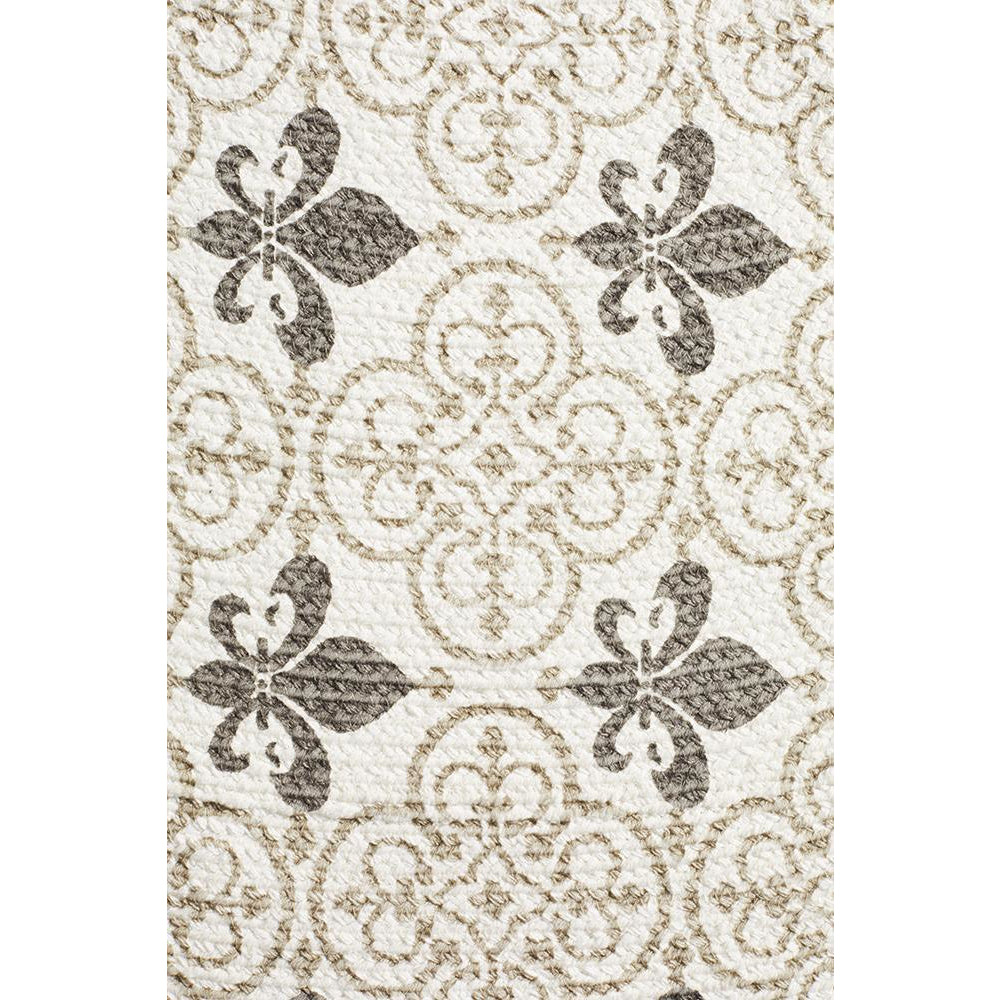 Flekke 244 Printed Silver Grey Cream Hand Woven Flatweave Modern Cotton Round Rug - Rugs Of Beauty - 5