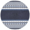 Flekke 245 Printed Blue White Hand Woven Flatweave Modern Cotton Round Rug - Rugs Of Beauty - 1