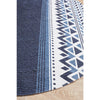 Flekke 245 Printed Blue White Hand Woven Flatweave Modern Cotton Round Rug - Rugs Of Beauty - 5