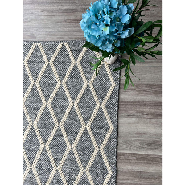 Clarissa 755 Wool Polyester Grey Trellis Rug - Rugs Of Beauty - 2
