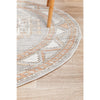 Bergen 1431 Peach Grey Transitional Medallion Patterned Round Rug - Rugs Of Beauty - 6