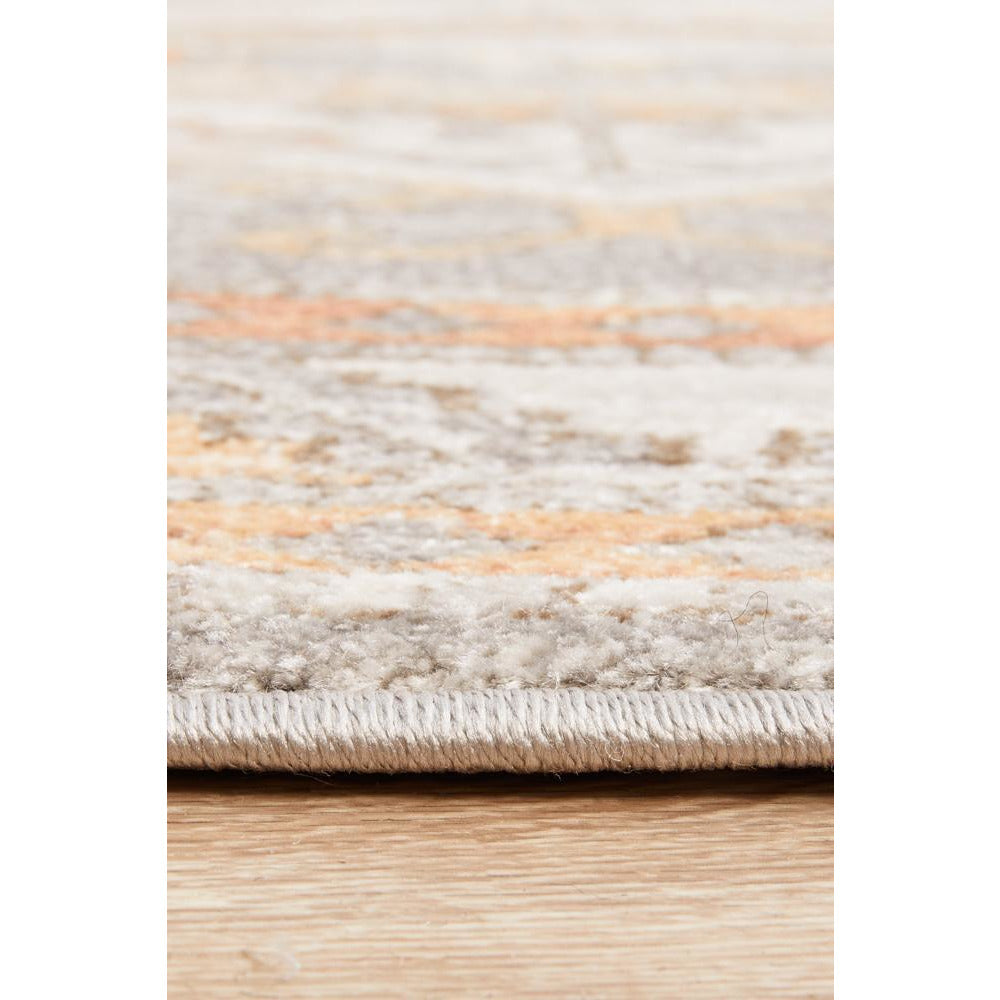 Bergen 1431 Peach Grey Transitional Medallion Patterned Round Rug - Rugs Of Beauty - 8