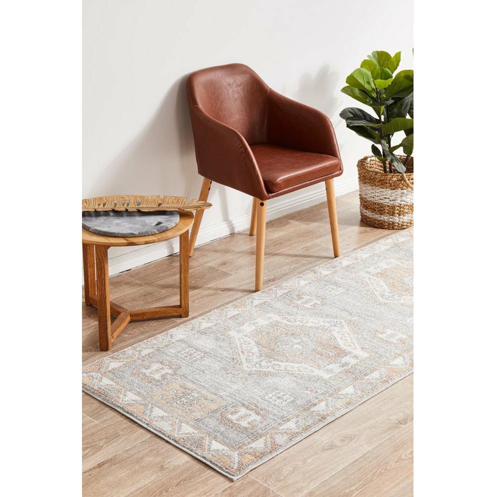 Bergen 1431 Peach Grey Transitional Medallion Patterned Runner Rug - Rugs Of Beauty - 3