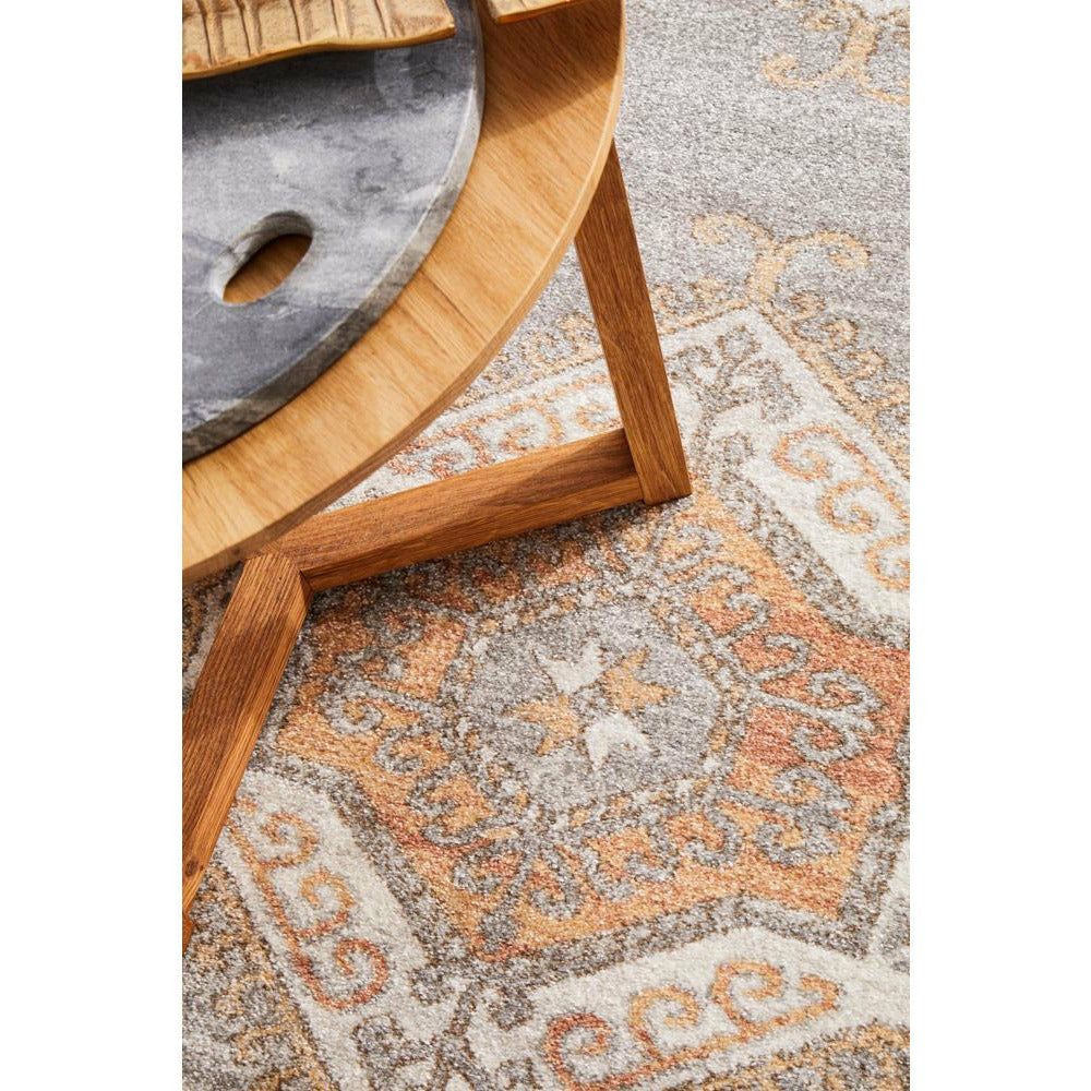 Bergen 1431 Peach Grey Transitional Medallion Patterned Runner Rug - Rugs Of Beauty - 5