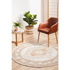 Bergen 1431 Peach Natural White Silver Transitional Medallion Patterned Round Rug - Rugs Of Beauty - 3