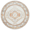 Bergen 1431 Peach Natural White Silver Transitional Medallion Patterned Round Rug - Rugs Of Beauty - 1