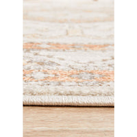 Bergen 1431 Peach Natural White Silver Transitional Medallion Patterned Round Rug - Rugs Of Beauty - 7