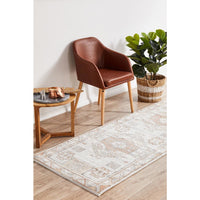 Bergen 1431 Peach Natural White Silver Transitional Medallion Patterned Runner Rug - Rugs Of Beauty - 3