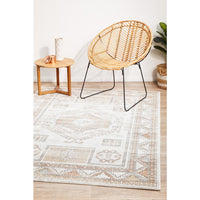 Bergen 1431 Peach Natural White Silver Transitional Medallion Patterned Rug - Rugs Of Beauty - 4