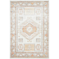 Bergen 1431 Peach Natural White Silver Transitional Medallion Patterned Rug - Rugs Of Beauty - 1