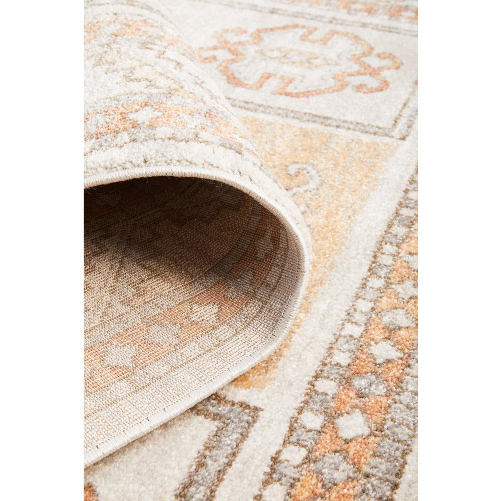 Bergen 1431 Peach Natural White Silver Transitional Medallion Patterned Rug - Rugs Of Beauty - 9