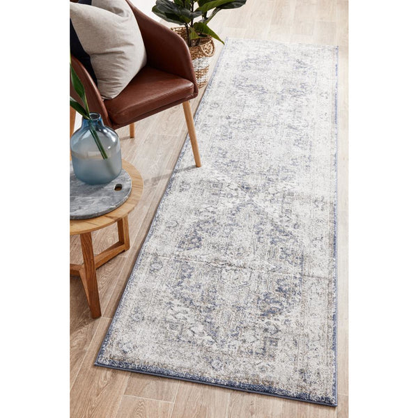 Bergen 1432 Ocean Blue Transitional Medallion Patterned Runner Rug - Rugs Of Beauty - 2
