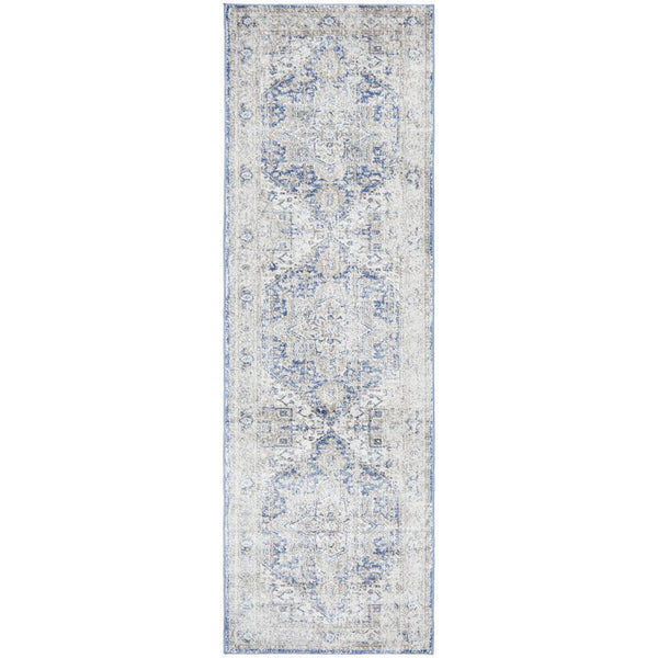 Bergen 1432 Ocean Blue Transitional Medallion Patterned Runner Rug - Rugs Of Beauty - 1