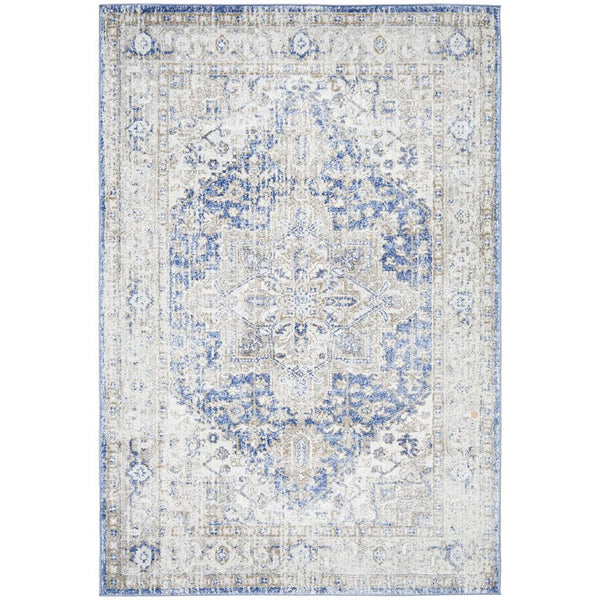 Bergen 1432 Ocean Blue Transitional Medallion Patterned Rug - Rugs Of Beauty - 1