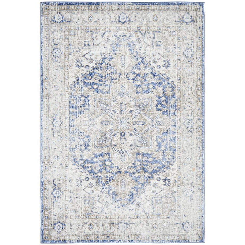 Bergen 1432 Ocean Blue Transitional Medallion Patterned Rug - Rugs Of Beauty - 1