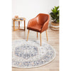 Bergen 1433 Ocean Blue Peach Transitional Medallion Patterned Round Rug - Rugs Of Beauty - 4