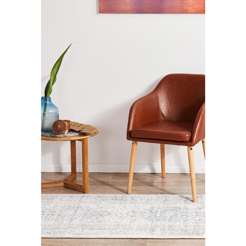 Bergen 1433 Ocean Blue Peach Transitional Medallion Patterned Runner Rug - Rugs Of Beauty - 4