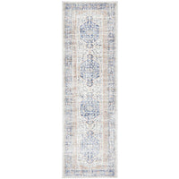 Bergen 1433 Ocean Blue Peach Transitional Medallion Patterned Runner Rug - Rugs Of Beauty - 1