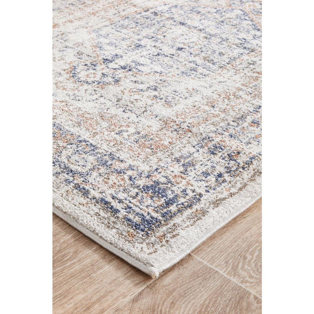 Bergen 1433 Ocean Blue Peach Transitional Medallion Patterned Runner Rug - Rugs Of Beauty - 5