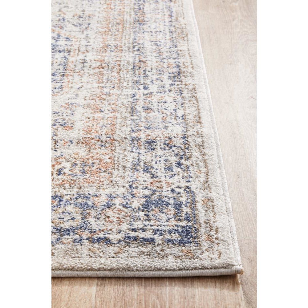 Bergen 1433 Ocean Blue Peach Transitional Medallion Patterned Runner Rug - Rugs Of Beauty - 6