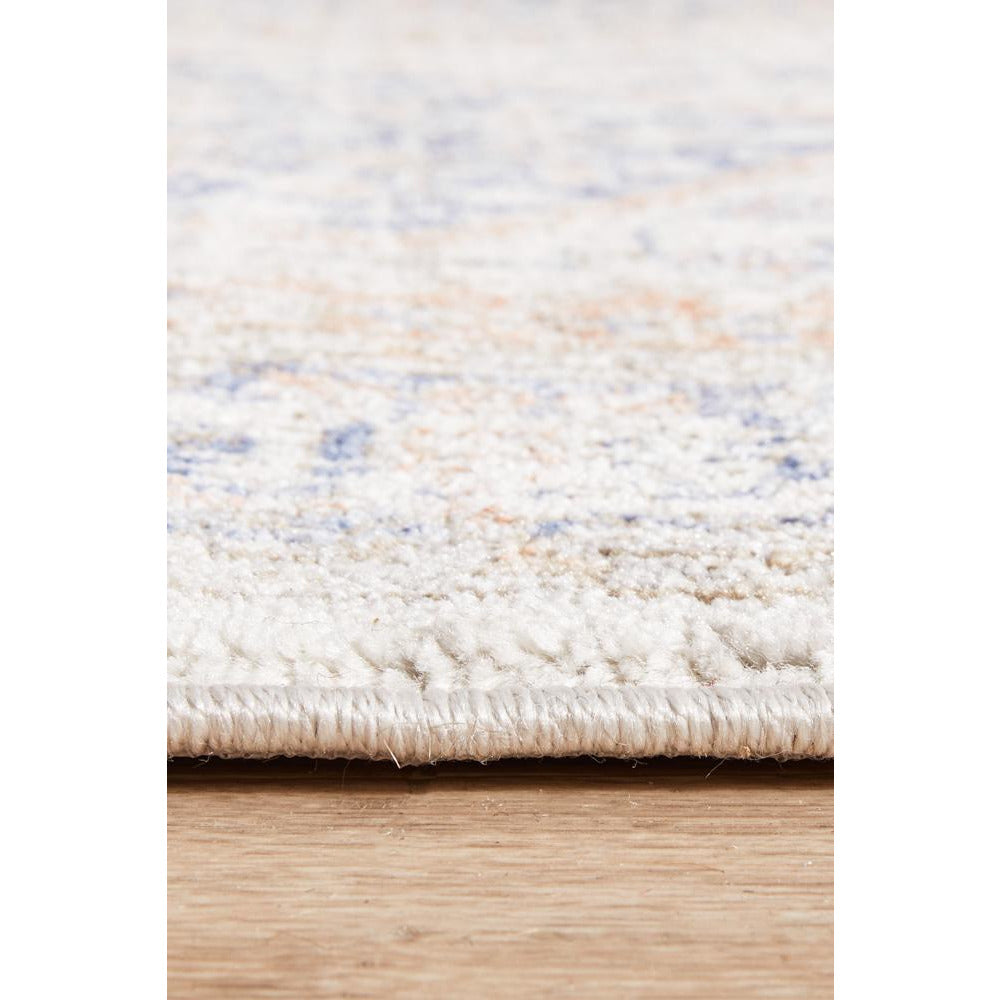 Bergen 1433 Ocean Blue Peach Transitional Medallion Patterned Runner Rug - Rugs Of Beauty - 7
