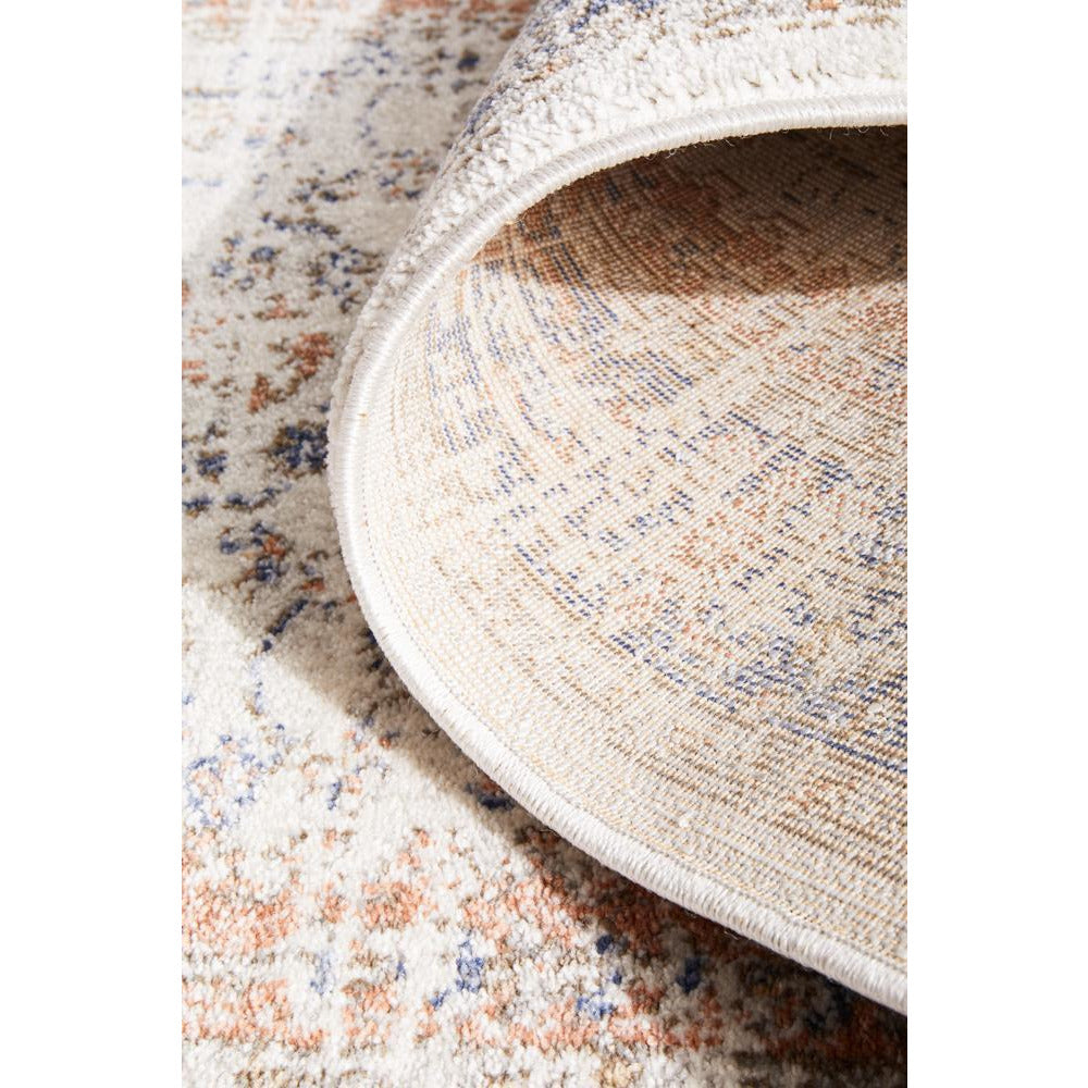 Bergen 1433 Ocean Blue Peach Transitional Medallion Patterned Runner Rug - Rugs Of Beauty - 9