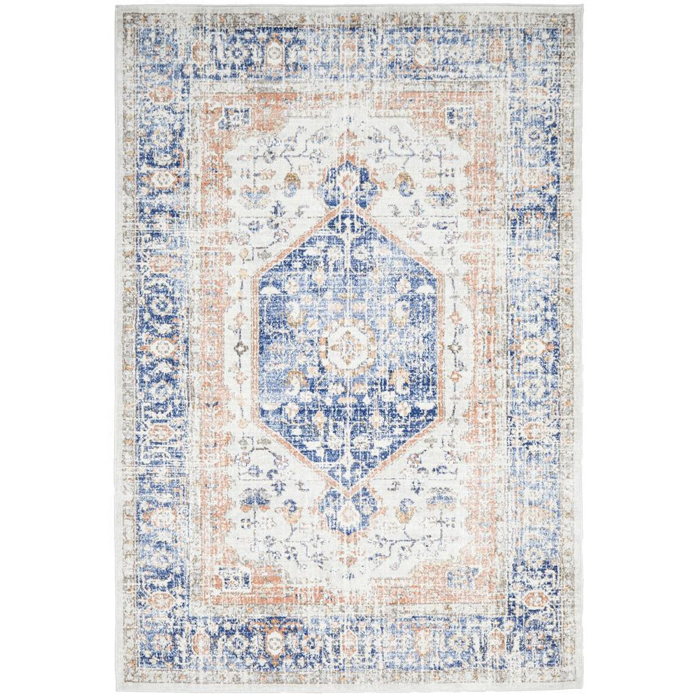 Bergen 1433 Ocean Blue Transitional Medallion Patterned Rug - Rugs Of Beauty - 1